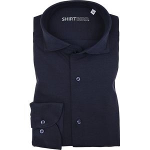 SHIRTBIRD | Eagle | Overhemd | Donker Blauw | NAVY | Jersey Pique |  100% Katoen | Stretch | Wash it-Hang it-Wear it |Knitted shirt| Premium Shirts | Maat XL