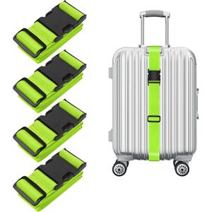 Set van 4 premium kofferriemen, groen, nylon kofferband, bagageriem, bagageriem, reiskoffer, extra stabiele en veilige gesp