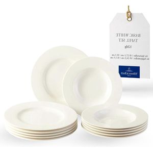 Serviesset 12 persoons Premium porselein Geschikt voor de vaatwasser Wit - Basic White 12-dlg. Tafelservies vivo Villeroy & Boch Group Serviesset 12 persoons