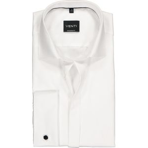 VENTI modern fit overhemd - mouwlengte 72 cm - dubbele manchet - wit - Strijkvrij - Boordmaat: 43