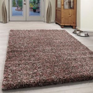 Flycarpets Lorium Vloerkleed - 80x150 cm - Roze/Beige/Mocca - Hoogpolig