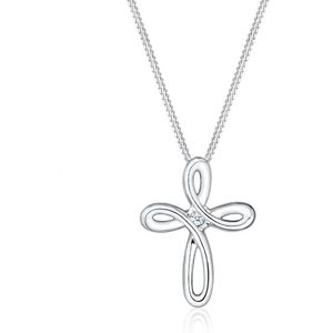 Elli PREMIUM Dames Halsketting Dames Kruis Diamant (0.015 ct.) in 925 Sterling Zilver