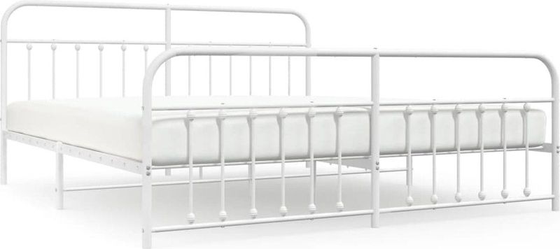 VidaXL Bedframe Metaal Wit 200x200 cm - Hoofd- en Voeteneinde