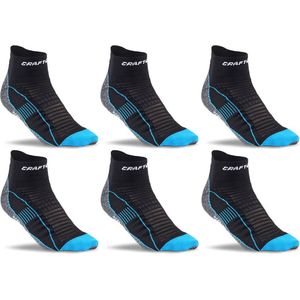Craft - 6 pack - Cool Run Sock - Sportsokken - Unisex - Zwart met blauw - Maat 34/36