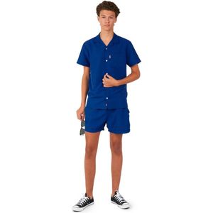 OppoSuits Tiener Navy Royale - Jongens Zomer Set - Bevat Shirt En Shorts - Blauw - Maat: EU 158/164 - 14 Jaar