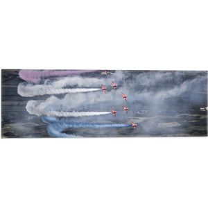 WallClassics - Vlag - Vliegtuigshow met Gekleurde Rook - 60x20 cm Foto op Polyester Vlag