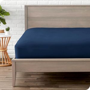 Goodivery ® Fijngebreid Hoeslaken - Luxe 1800 Microvezel - Extra Zacht, Kreukbestendig, Kleurvast, Vlekbestendig - Diepe Zakken - Onderlaken (140 x 200, Donkerblauw)