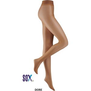 SOX Panty 15 DEN Doré XXL Ultrafijne Voile/ Lycra in lichtbruine naturelle kleur met rugstuk en kruisje in de broek