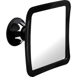 Douche Spiegel Anti-condens met zuignap, Scheerspiegel, Wandspiegel, Badkamer Accessoires, Onbreekbaar, Fogless Shower Mirror, 16 x 16 cm zwart