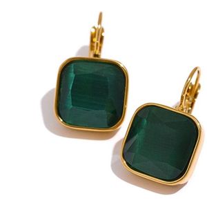 Zatthu Jewelry - N23FW645 Lili oorhangers met opaal steen groen