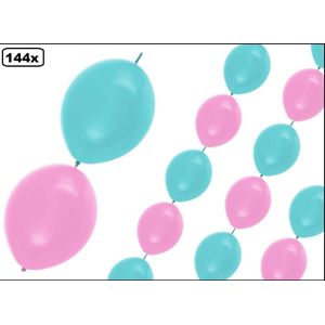 144x Knoop ballonnen licht roze/licht blauw