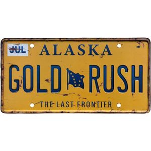 Signs-USA - Souvenir kentekenplaat nummerbord Amerika - verweerd - 30,5 x 15,3 cm - Alaska - Gold Rush