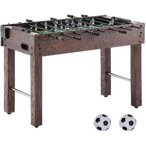 Mygroot - Voetbaltafel - Tafelvoetbal - Kickertafel - Tafelvoetbalspel - Tafelvoetbaltafel - Tafelvoetbal balletjes - Complete set - Inclusief ballen - 60 kg - MDF - Donker bruin - L 120 x B 62 x H 88 cm