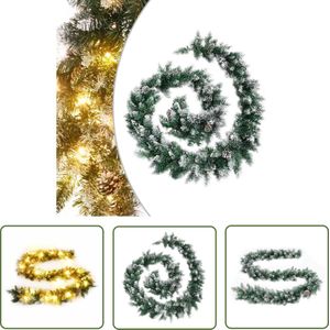 The Living Store Kerstslinger met LED-lampjes 5,2 m PVC groen - Kerstslinger - Kerstdecoratie - LED-lichtjes - Winterfeest - Kerstversiering