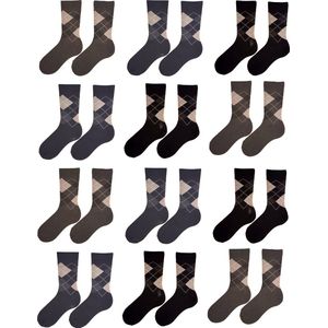 Naft katoenen sokken met ruit 12 paar maat 43/46