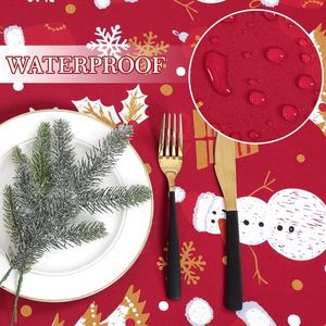 Kerstmis tafelkleed voor rechthoekige tafels binnen en buiten, waterdicht, sneeuwpop, decoratief tafelkleed voor feestjes, eten, banket, thuis, groen, 137 x 180 cm