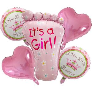 5 set It's a Girl Ballonen 68*44cm ,Baby shower ballonen, Geboorte Verasiering,Hellium Roze Ballon