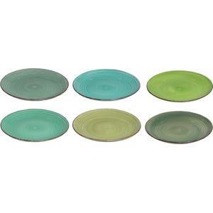 Dinerborden (6 stuks) - Groene tinten - Ø26.5 - Dinerbord - Borden