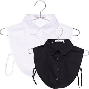 Kraagjeskopen.nl® Los Kraagje 2 stuks Zwart en Wit Ronde Kraag - High Quality Blouse Kraagje 2 pack Dames