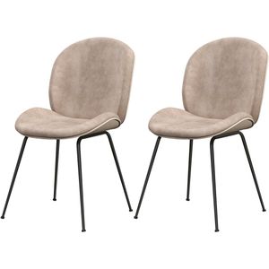 COSTWAY Set van 2 eetkamerstoelen, keukenstoel, gestoffeerde stoel, fluweel met metalen frame, gestoffeerde stoel eetkamer voor woonkamer en slaapkamer, bruin
