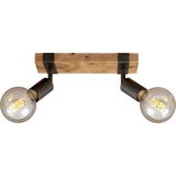 Briloner Leuchten WOOD BASIC plafondlamp - spots draaibaar - 2xE27 25W - Hout en Metaal