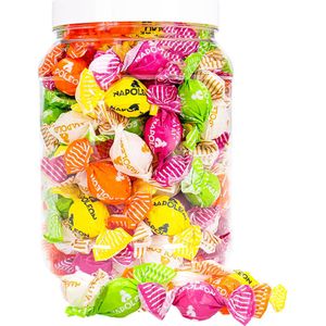 Napoleon bonbons fruitmix - hard snoep met een zure kern - citroen, sinaasappel, appel, kers en ananas - in herbruikbare bokaal - 750g