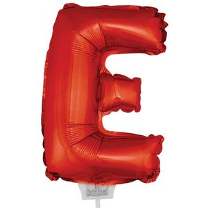 Rode opblaas letter ballon E op stokje 41 cm