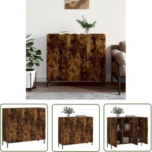 The Living Store Dressoir 90x34x80 cm bewerkt hout gerookt eikenkleurig - Dressoir - Meubels - Woonkamer - Slaapkamer - Vintage