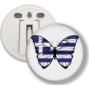 Button Met Clip - Vlinder Vlag Griekenland
