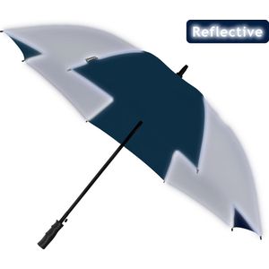 Falcone - Reflecterende Windproof Paraplu - Automaat - 120 cm - Marine Blauw/Zilver