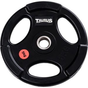 Taurus 3G Pro halterschijven 30 mm gerubberd 5kg – metalen binnenring – 3 grepen – crossfit – halterschijf – gewichtheffen – 30mm boring – halter gewicht