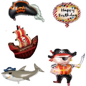 Piraten Ballonnen Set - XL - 56x96cm - Thema feest - Versiering - Piraten - Verjaardag - Folie ballon - Ballonnen - Piraat - Haai - Stoer - Haaien -Leeg - Helium ballon - Piratenschip - Piratenschepen - Kapitein - Schip - Piraten - Haai - Feest