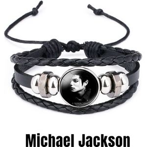 Allernieuwste.nl® Armband Michael Jackson - Muziek Legende Popstar icoon - Dames Heren Armbanden Unisex - leder - 26 cm