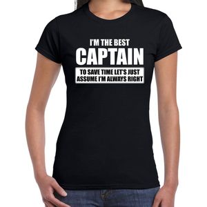 I'm the best captain - always right t-shirt zwart dames - Cadeau verjaardag kapitein - kado kapiteins XL