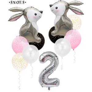 Snoes Bosdier Konijn Sweet Rabbit Ballonnen Set 2 Jaar - Verjaardag Versiering - Kinderfeestje