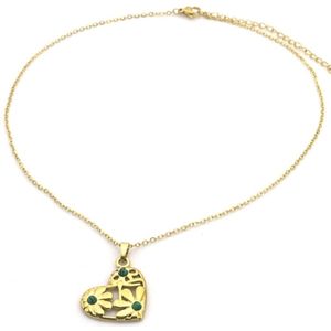 RVS Ketting - Hart - Goudkleurig - Stainless Steel - Design - Nikkel Free - Ketting dames - Waterproof