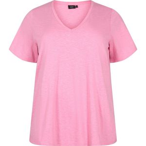 ZIZZI MBREA, S/S, STRAIGHT TEE Dames T-shirt - Pink - Maat S (42-44)