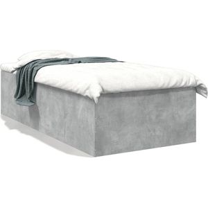 vidaXL - Bedframe - bewerkt - hout - betongrijs - 75x190 - cm