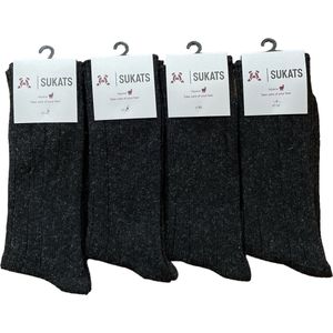 Sukats® Alpaca Sokken - Wollen Sokken - Warme Sokken - 4 Paar - Maat 47-50 - Antraciet