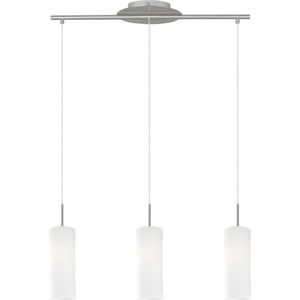 EGLO Troy 3 - Hanglamp - 3 Lichts - Nikkel-Mat - Wit Gelakt