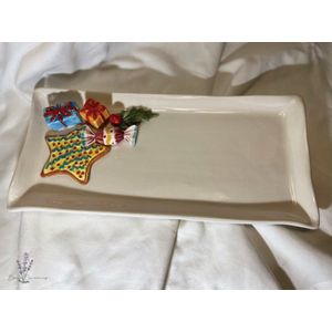 BellaCeramics 004 | bord snoep | servetbord medium vierkant | kerstmis - sinterklaas | Italië - Italiaans keramiek servies 24,5 x 16 cm H 2 cm