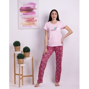 VANILLA - Love dames pyjama - Pyjamasets - Tweedelig - Viscose - Roze - PJ1510 - L