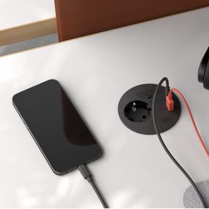 Bachmann loop in charge - 1x 230v + 1x USB A/C 22w charger - 2 meter snoer met randaarde - zwart (938.201) - contactdooscombinatie