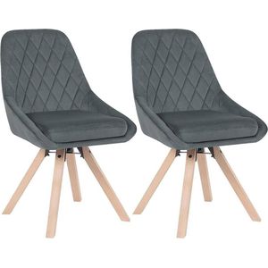 Rootz Set van 2 draaibare eetkamerstoelen - fluwelen eetkamerstoelen - roterende stoelen - comfortabel ergonomisch ontwerp - duurzame beukenhouten poten - 84 cm x 40 cm x 41 cm