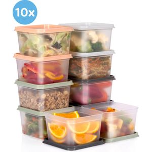 Bewaar Dozen Set - Food Containers - Vers houd Bakjes - Meal Prep Bakjes - Plastic Diepvries Bakjes - Lunchboks - 20 Delig - 750 ML -