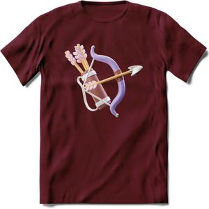 Valentijn pijl en boog Hart T-Shirt | Grappig Valentijnsdag Cadeautje voor Hem en Haar | Dames - Heren - Unisex | Kleding Cadeau | - Burgundy - XXL
