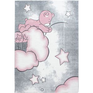 Pochon - Tapijt Kids - Roze - 150x80x1,1 - Vloerkleed - Beer - Hoogpolige Vloerkleed - Vloerkleed voor Kinderkamer - Speelkleed - Rechthoekige Tapijt - Rechthoekige Vloerkleed