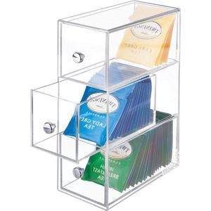 Theedoos - Ladekastje voor thee en koffie - Handig en stevig organiser - doorzichtig - keuken organizer Mug holder