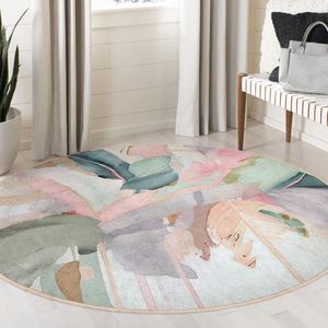 Abstract Gebied Rond Tapijt Zachte Bladeren Vreemde Vormen Boheemse Pastelkleuren | Antislip Tapijt | Boho Tapijt Decor | Woonkamer Tapijt Modern Kinderkamer Tapijt