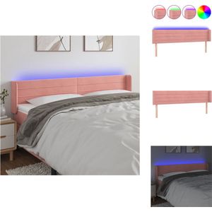 vidaXL Hoofdbord - LED - Roze - Fluweel - Verstelbaar - Comfortabele ondersteuning - Snijdbare LED-strip - Bedonderdeel